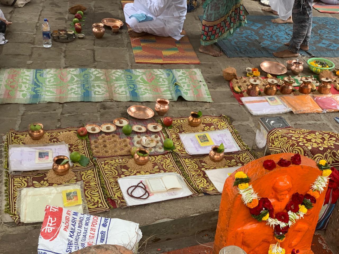 Detailed view of sacred puja ceremony